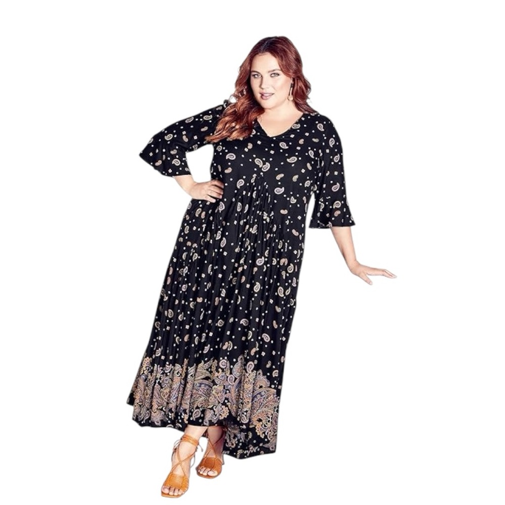 Loralette Paisley Maxi Dress With Pockets Size 20 NWT